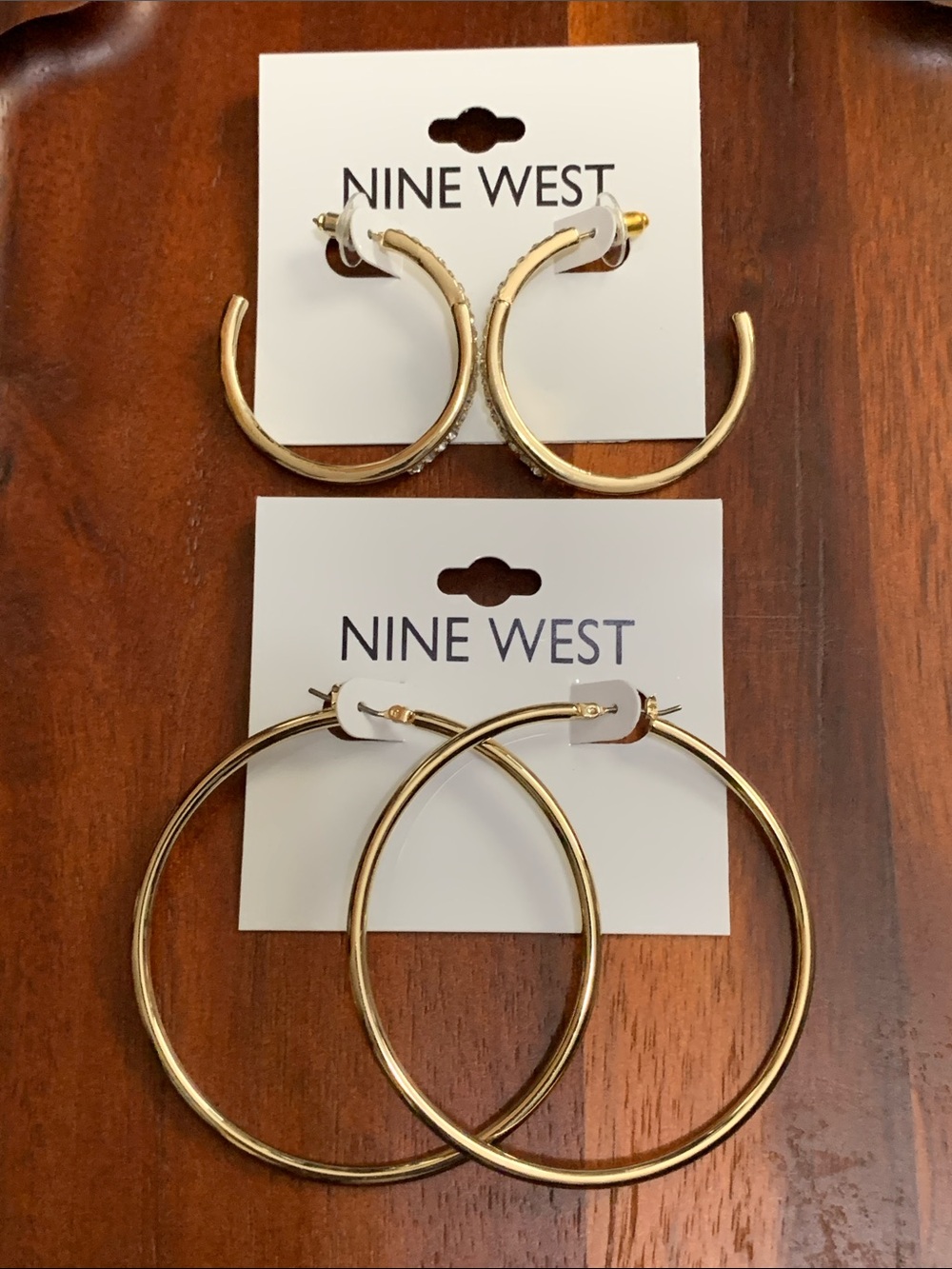 NWT Nine West 2 pair set of gold tone earrings